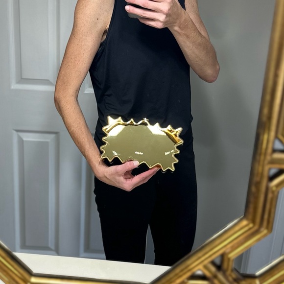 NEW - Cult Gaia Metallic Gold Paloma Wavy Clutch - Picture 2 of 16